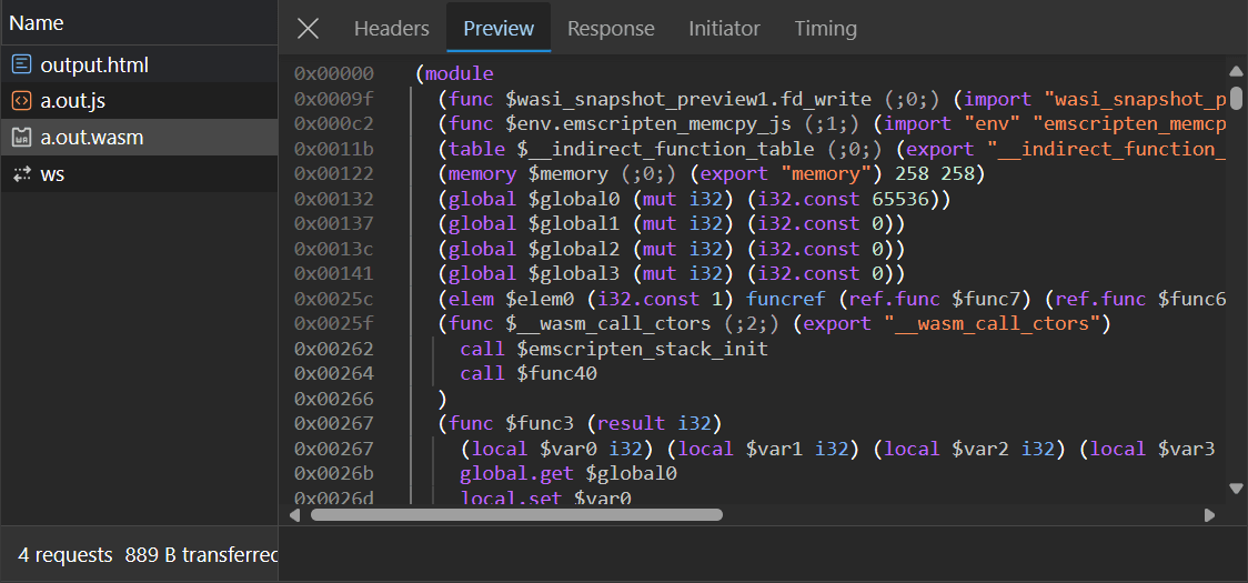 Wasm file in the network tab